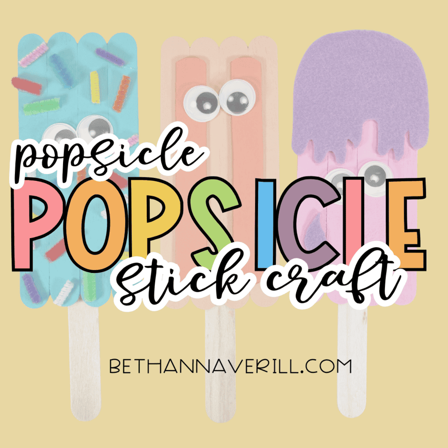 A title graphic showing three popsicle stick crafts with the text “popsicle popsicle stick craft” overlaid and a website watermark at the bottom.